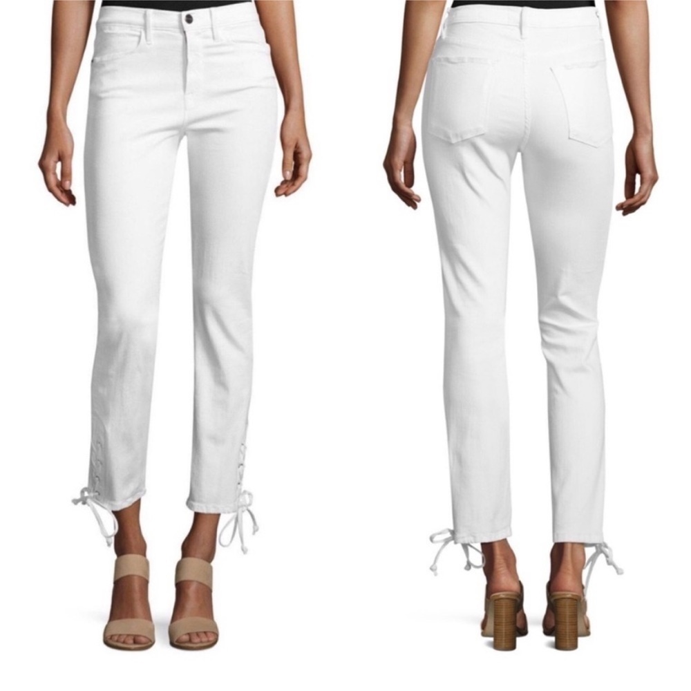 FRAME Le High Straight lace up white denim jeans size 29